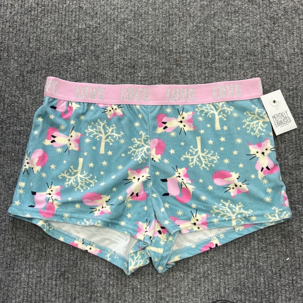 Love Blue and Pink Fox Print Women's Shorts